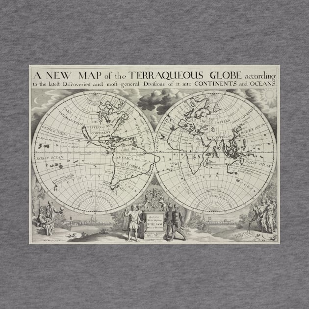 Vintage Map of The World (1700) 2 by Bravuramedia